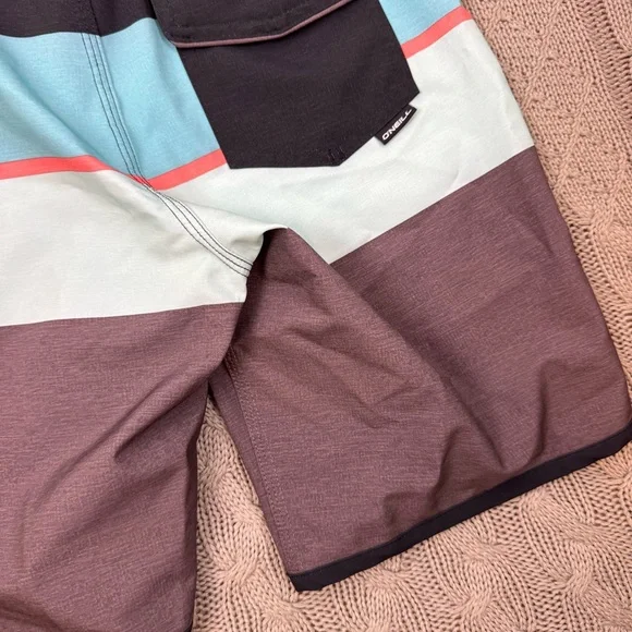 O'Neill Boys Youth Aqua and Brown Board Shorts 24/8 - Picture 12 of 13
